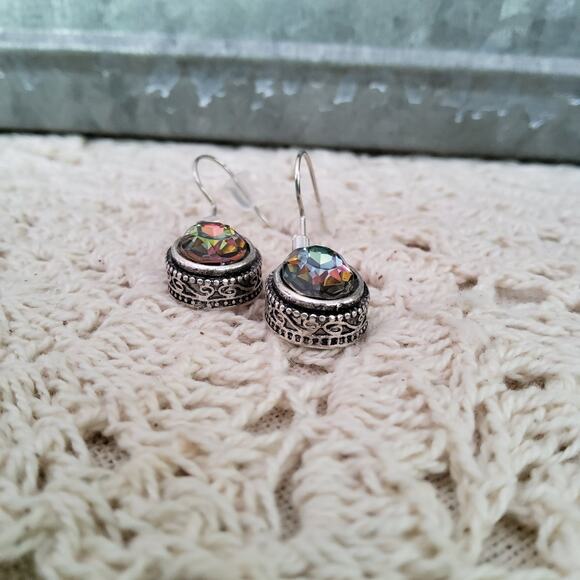 Women's Fashion Rhinestone Oval Dangle Earrings in Silver Tone - Picture 5 of 10